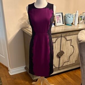 Chetta B Purple and Black Lace Midi Dress